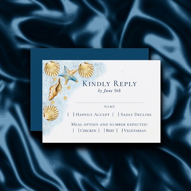 Coastal Chic | Modern Nautical Beach Entree Choice RSVP Card (Creator Uploaded)