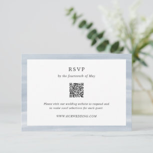 Coastal Chic Muted Blue QR Code Elegant Wedding RSVP Card