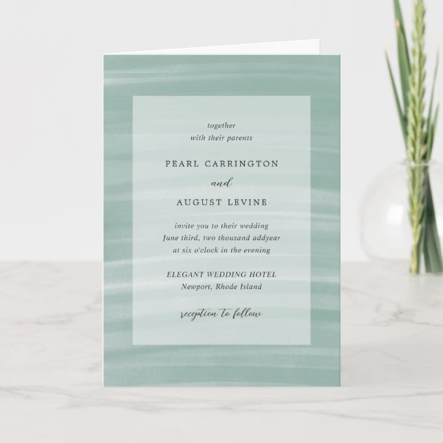 Coastal Chic Muted Green Elegant Wedding Invitation (Front)
