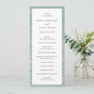 Coastal Chic Muted Green Elegant Wedding Programme