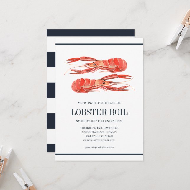 Coastal Chic Navy LOBSTER BOIL Seafood Boil Party (Front/Back In Situ)