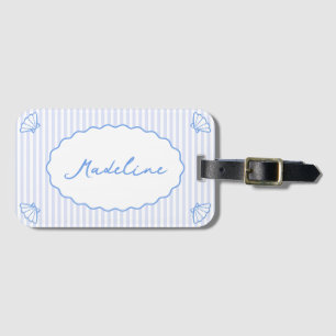 Coastal Chic Personalised Blue Stripe Bachelorette Luggage Tag
