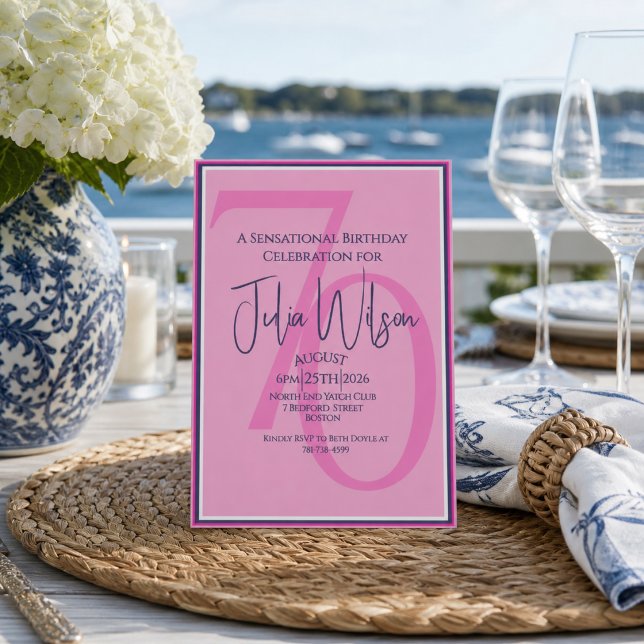  Coastal Chic Pink 70th Birthday  Invitation (Creator Uploaded)