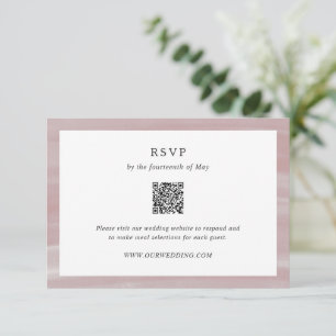 Coastal Chic Pink QR Code Elegant Wedding RSVP Card