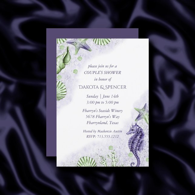 Coastal Chic | Purple and Green Couple Shower Invitation (Creator Uploaded)