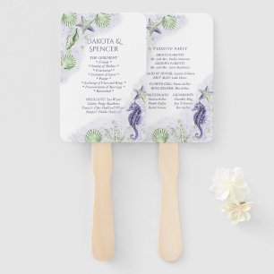 Coastal Chic   Purple and Green Nautical Program Hand Fan