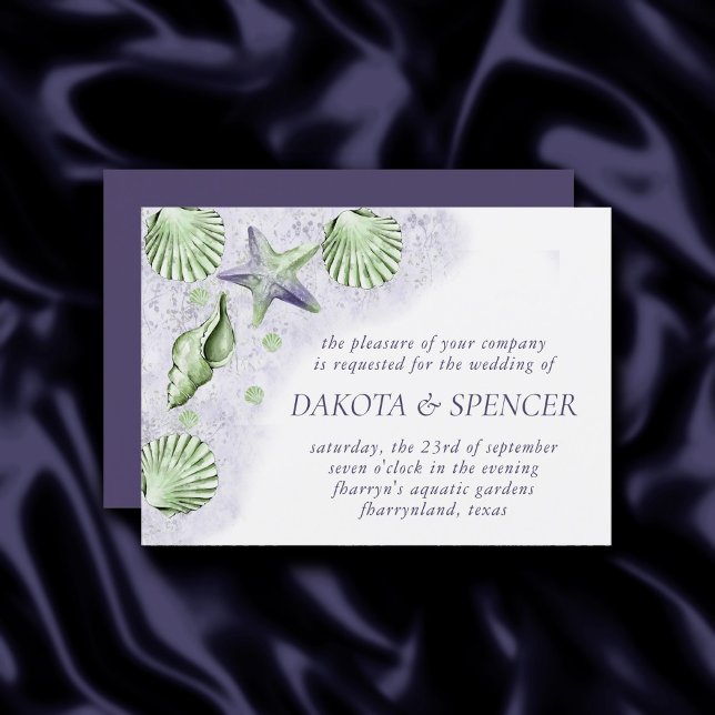 Coastal Chic | Purple and Green Nautical Wedding Invitation (Creator Uploaded)