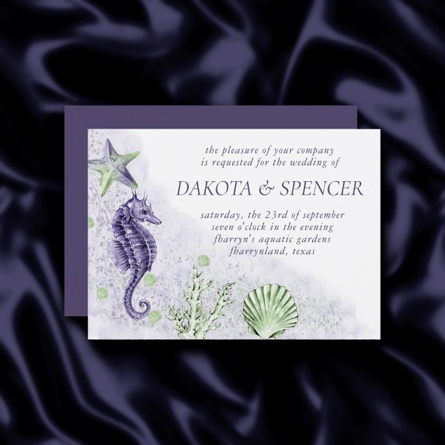 Coastal Chic | Purple and Green Nautical Wedding Invitation (Creator Uploaded)