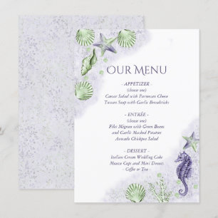 Coastal Chic Purple and Green Nautical Wedding Menu