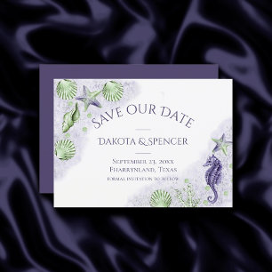 Coastal Chic Purple and Green Nautical Wedding Save The Date