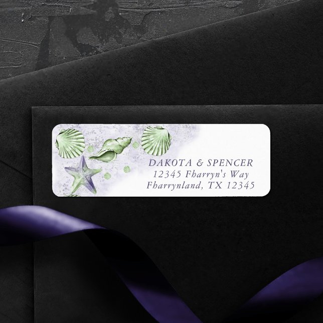 Coastal Chic | Purple and Green Sea Return Address (Creator Uploaded)