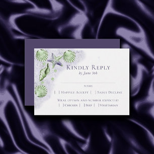 Coastal Chic   Purple and Lime Green Entree Choice RSVP Card