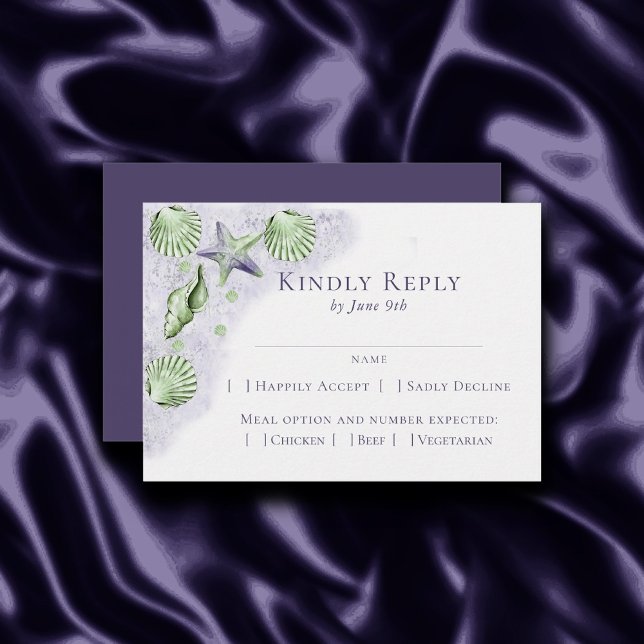 Coastal Chic | Purple and Lime Green Entree Choice RSVP Card (Creator Uploaded)