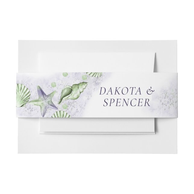 Coastal Chic | Purple and Lime Green Party Invitation Belly Band (Front Example)