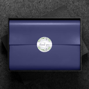 Coastal Chic Purple and Lime Green Thank You Classic Round Sticker