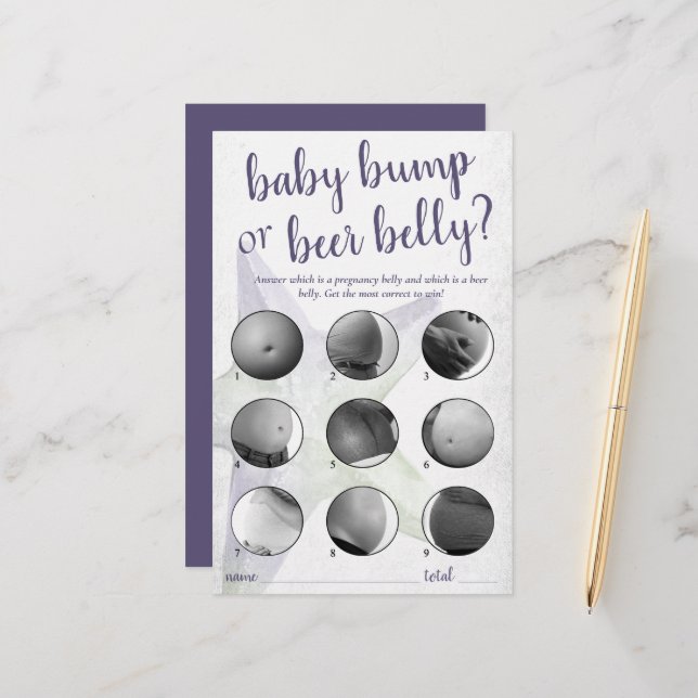 Coastal Chic | Purple Baby Bump or Beer Belly Game (Front/Back In Situ)