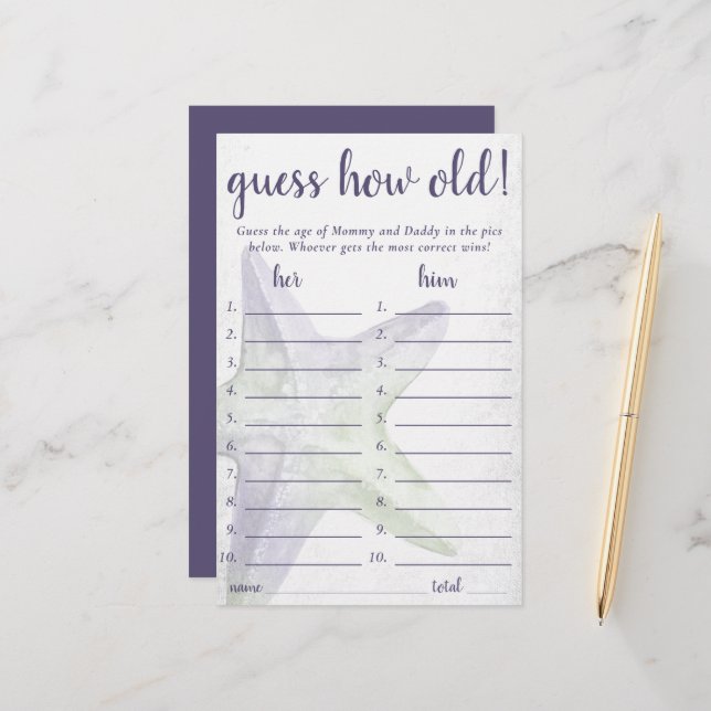 Coastal Chic | Purple Starfish Guess How Old Game (Front/Back In Situ)