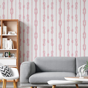 Coastal chic Red rope and sailor's knots print Wallpaper