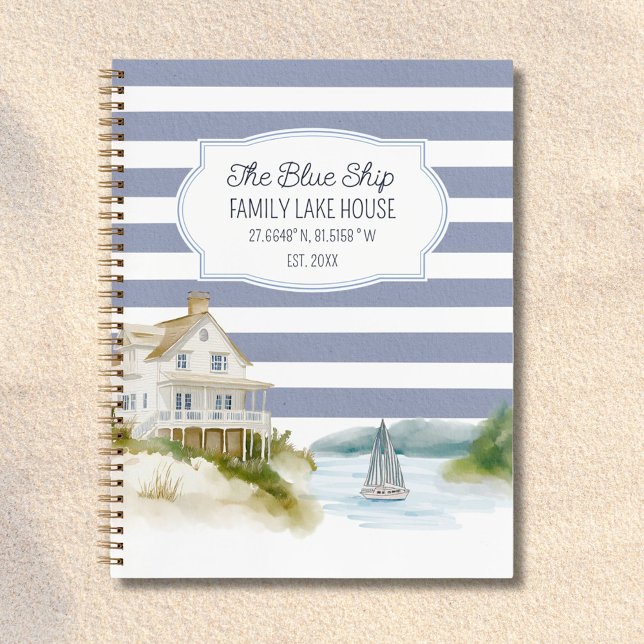 Coastal Chic Rental Lake House Guestbook Notebook (In situ)