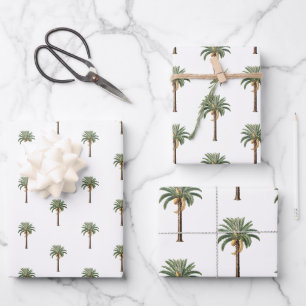 Coastal Chic Royal Palm Tree Botanical Pattern Wrapping Paper Sheet