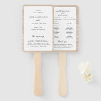 Coastal Chic Sandy Neutral Elegant Wedding Program