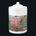 Coastal Chic Sea Life Ocean Beach Marine Fish<br><div class="desc">An under sea ocean scene makes this colourful teapot a nice accent for your coastal chic or beach house decor. The artwork resembles watercolor but it was originally hand painted and kiln fired on ceramic tile for a rich, distinctive look. A variety of undersea creatures inhabit this scene, including a...</div>