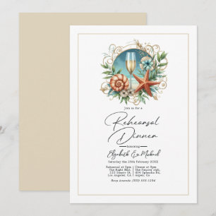 Coastal Chic Seashell Rehearsal Dinner Invitation