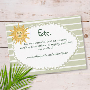 Coastal Chic Sun Palm Tree Wedding Details Enclosure Card