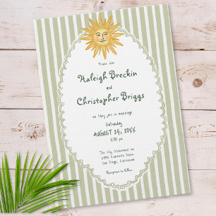 Coastal Chic Sun Palm Tree Wedding Invitation