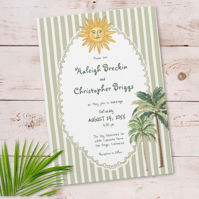 Coastal Chic Sun Palm Tree Wedding Invitation (Coastal Chic Sun Palm Tree Wedding Invitation)