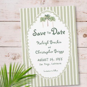 Coastal Chic Sun Palm Tree Wedding Save The Date