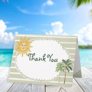Coastal Chic Sun Palm Tree Wedding Thank You Card