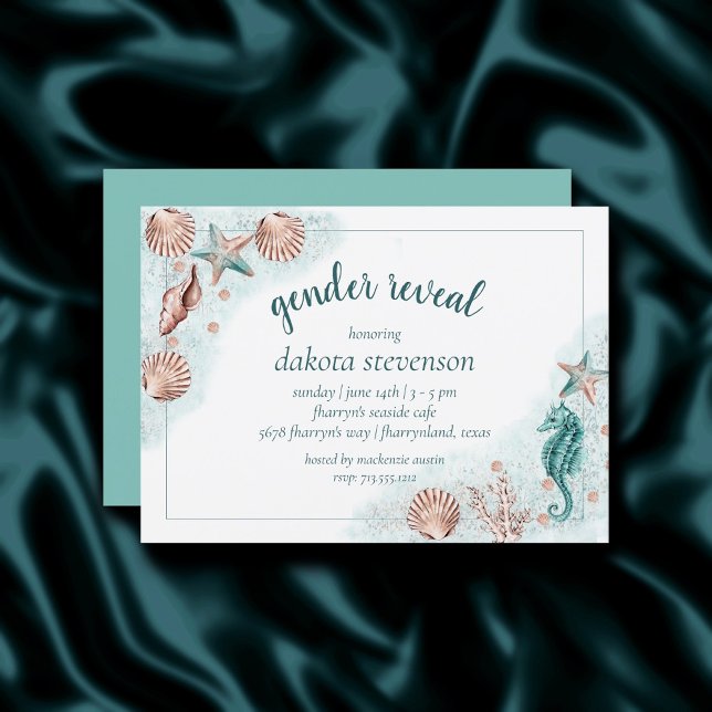 Coastal Chic | Teal and Coral Terra Cotta Shower Invitation (Creator Uploaded)