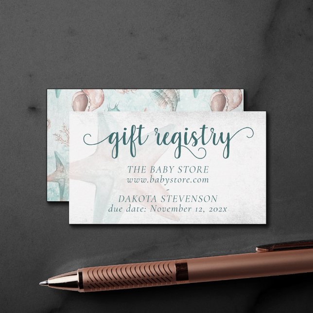 Coastal Chic | Teal Starfish Shower Registry Enclosure Card (Creator Uploaded)