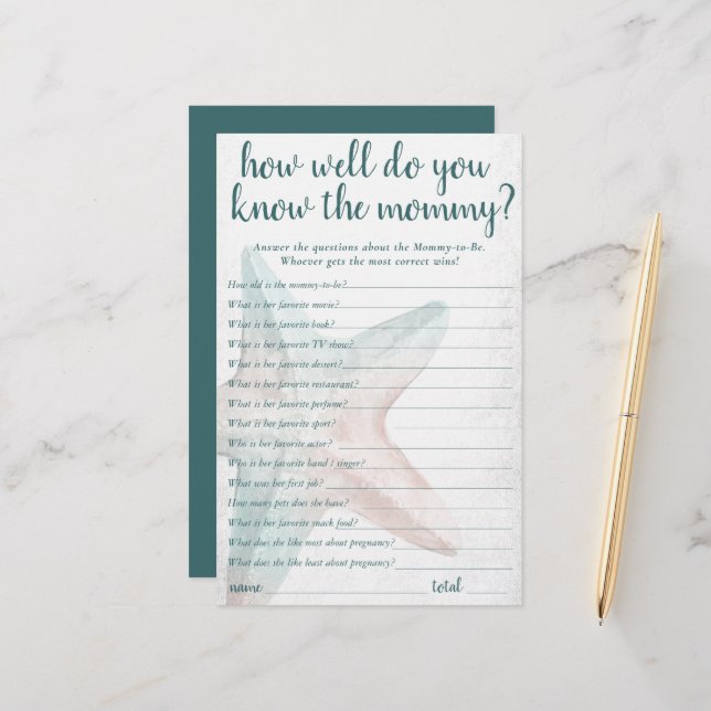 Coastal Chic | Teal Starfish Who Knows Mummy Game (Front/Back In Situ)