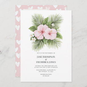 Coastal Chic Tropical Floral Wedding Photo QR Code Invitation