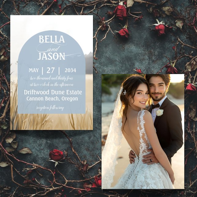 Coastal Chic Wedding Invitation with Photo (Creator Uploaded)