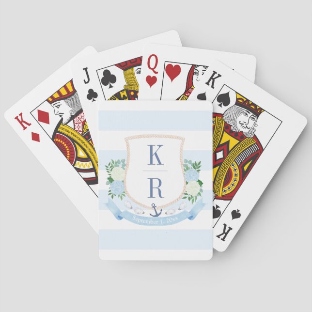 Coastal Chic Wedding Monogram Favour Playing Cards (Back)