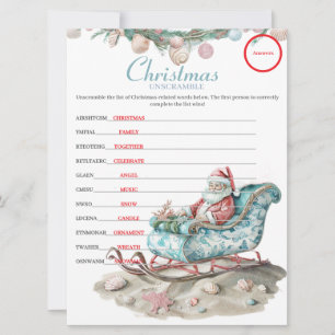 Coastal Chinoiserie Christmas Unscramble Answers Holiday Card