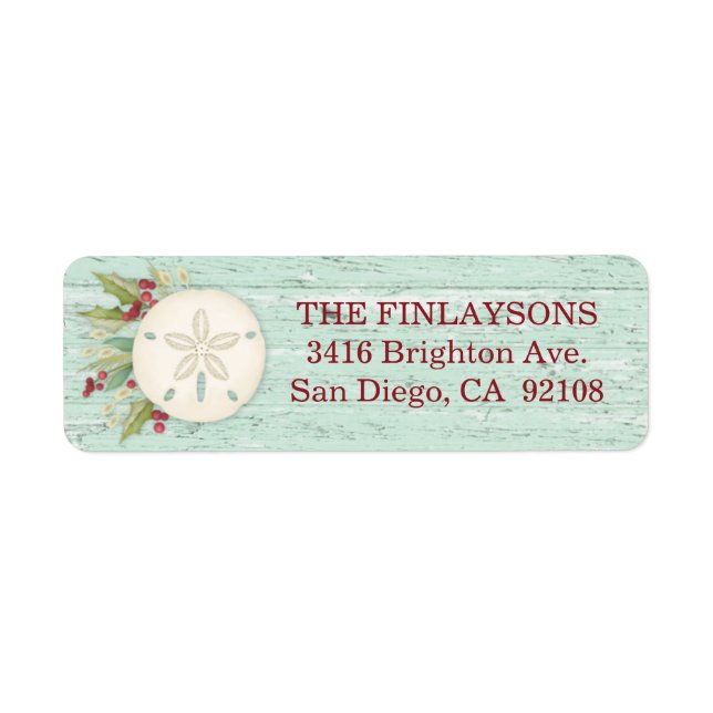 Coastal Christmas Beach Address Label (Front)