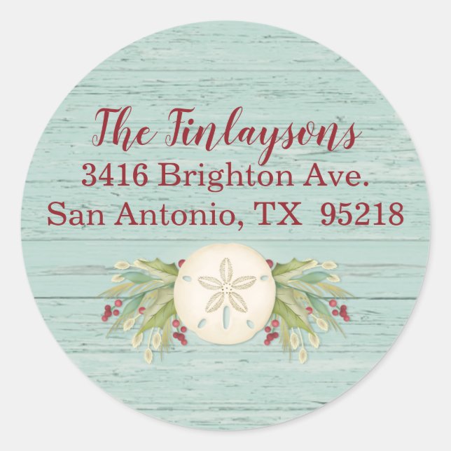 Coastal Christmas Beach Return Address Label (Front)