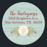 Coastal Christmas Beach Return Address Label<br><div class="desc">A coastal Christmas beach themed address label.  Address label is decorated with a pretty sand dollar and Christmas foliage. Personalise it with your name and address.</div>