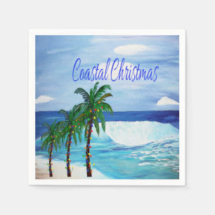 Coastal Christmas beach theme party napkins