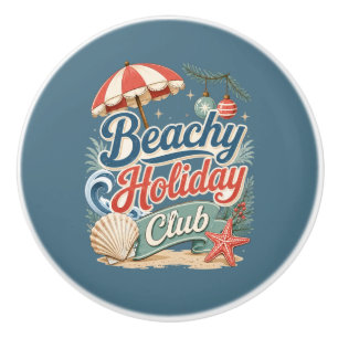 Coastal Christmas Beachy Holiday Club Ceramic Knob