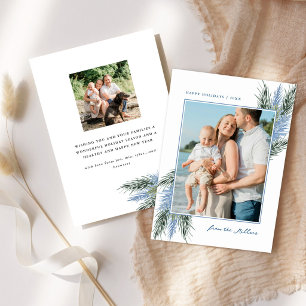 Coastal Christmas, Blue and Green Large Photo Holiday Card