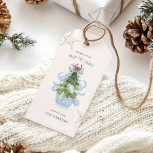 Coastal Christmas Blue Bow Chinoiserie Gift Tags