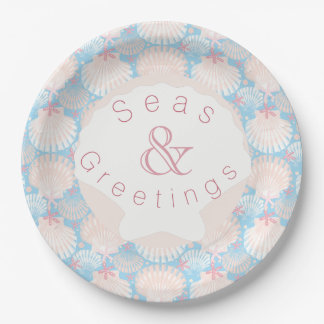 Coastal Christmas Blue Paper Plate