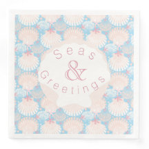 Coastal Christmas Blue Paper Plate