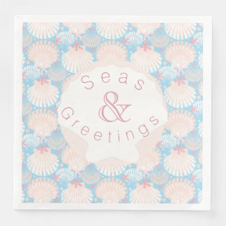 Coastal Christmas Blue Paper Plate Napkin