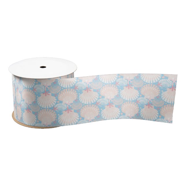 Coastal Christmas blue   Satin Ribbon (Spool)